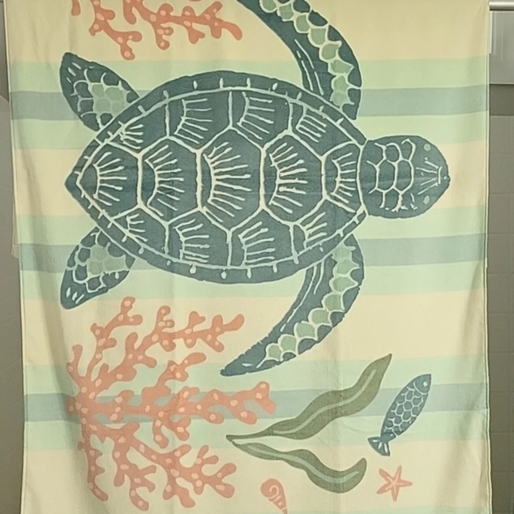 Spartina 449 Oversized Plush Velour Beach Towel Sea Turtle NWT